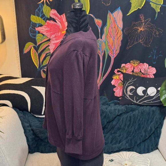 MOSSIMO 3/4 Sleeve Button-Down Cotton Blend Cardigan Sweater, Magenta, XS - Picture 7 of 15